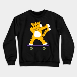 Dabbing Skater Cat Funny Dab Dance Skateboard Crewneck Sweatshirt